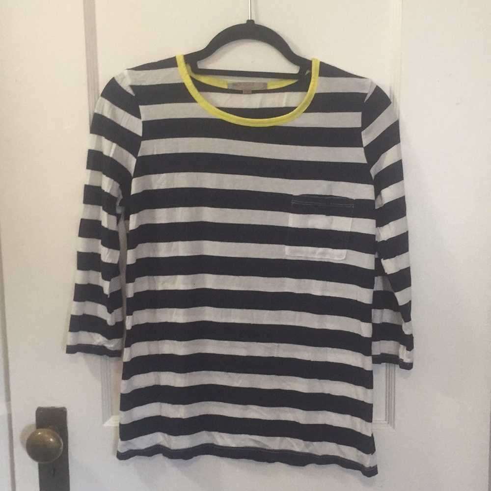 Blue&white striped 3/4 sleeve